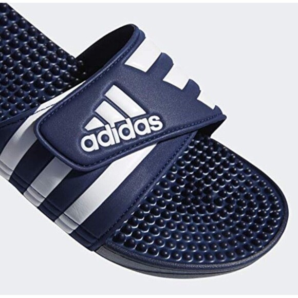 Adidas Adissage slides Sandals Dark Blue White Men’s Size 12 Women’s Size 13 NEW